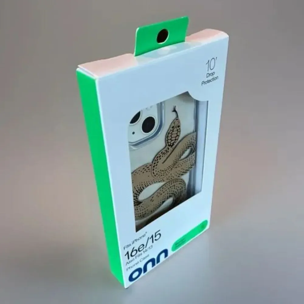 onn iPhone 16e/15/14/13 Phone Case, Iridescent Drop Protection Case, Snake Logo